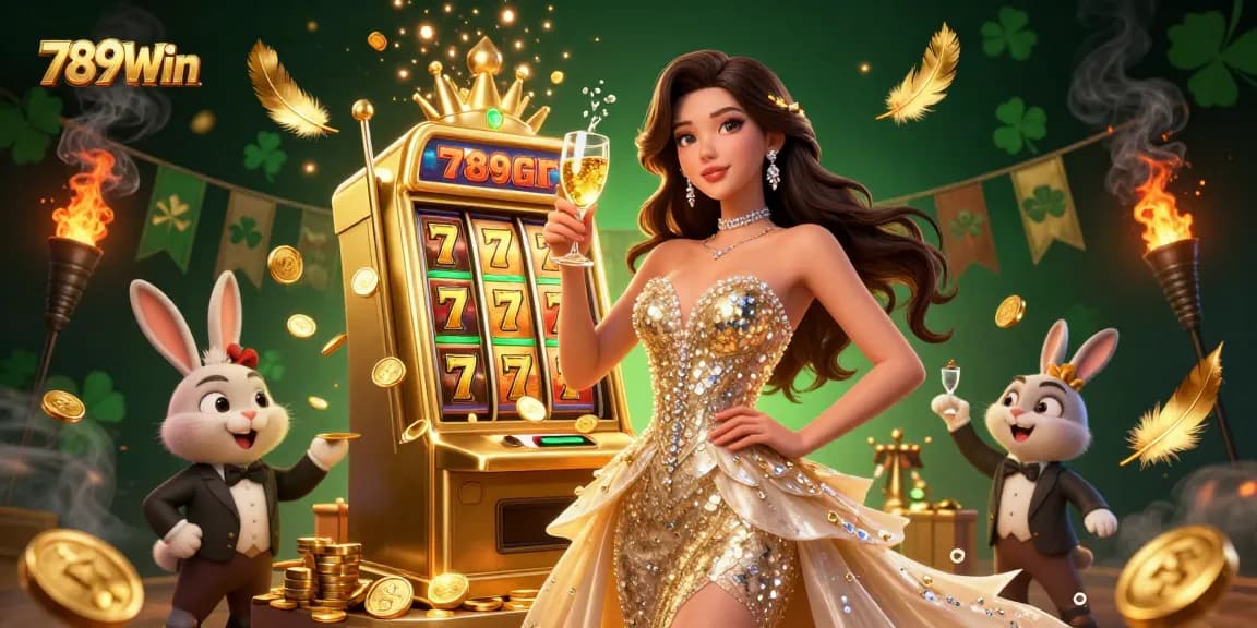 Experience the excitement of 789Win with a dramatic golden jackpot scene featuring winning characters.