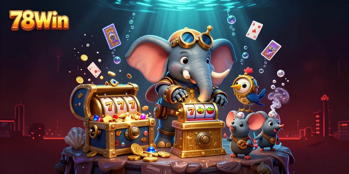 Spin the golden slot machine with 78Win's vibrant casino elements for thrilling jackpots.