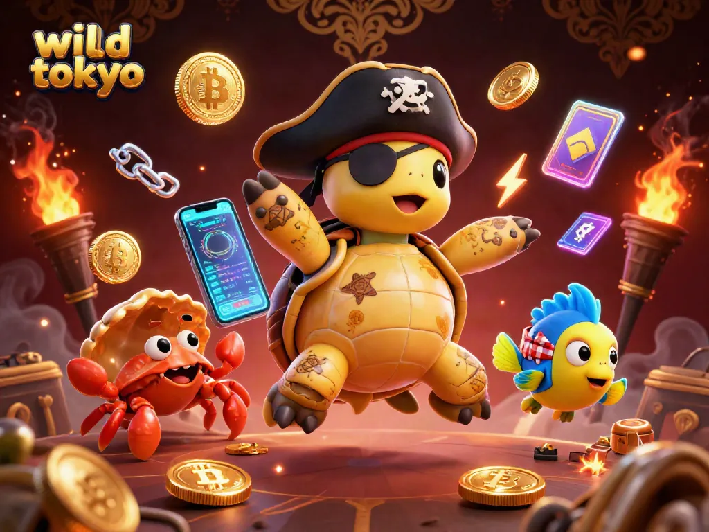 Win big with wild tokyo at this vibrant 3D scene featuring playful characters and casino elements.