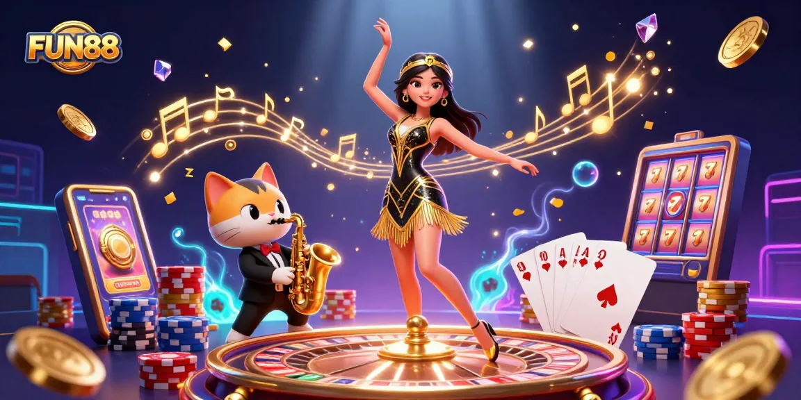 Experience thrilling gameplay with FUN88 in a vibrant casino scene filled with excitement.