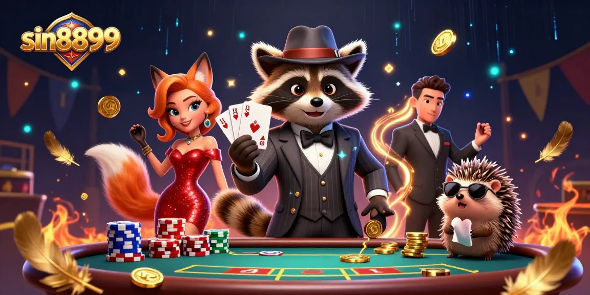 Experience the excitement at sin8899 with charming characters in a thrilling poker game scene.