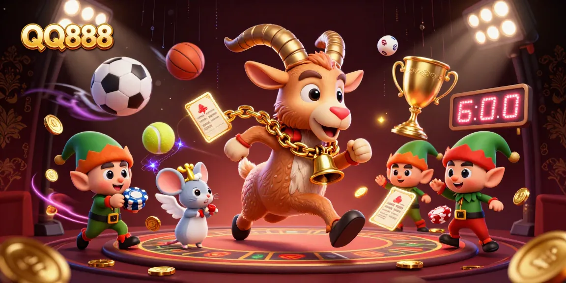 Engage with QQ888 in a vibrant holiday-horror casino featuring Krampus and festive elements.