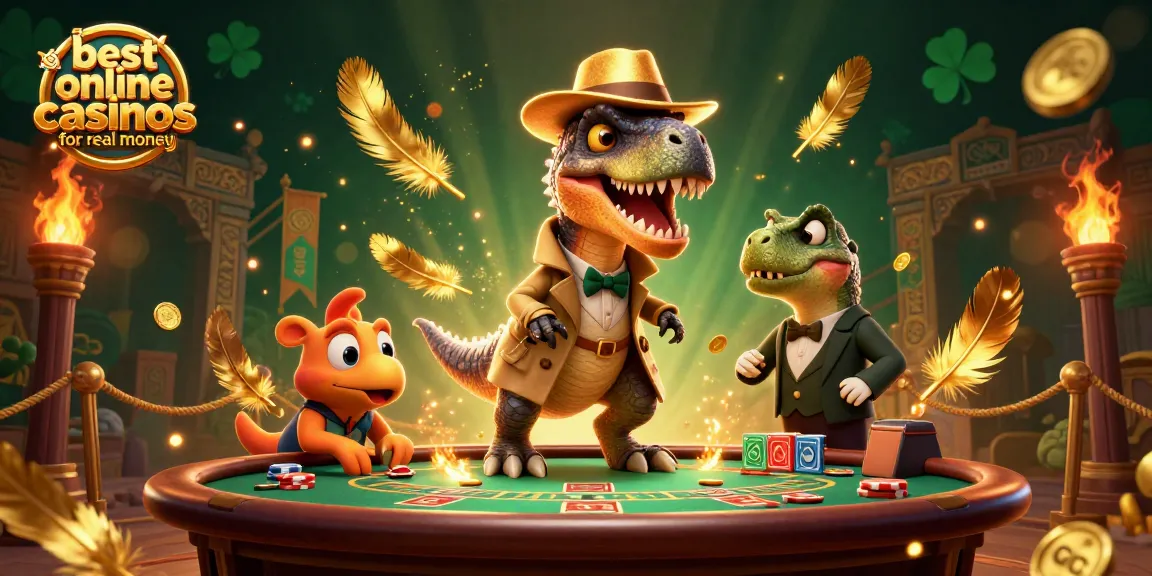 Gamblers strategizing at the best online casinos for real money amidst dynamic casino elements.